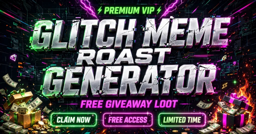 Glitch Meme Roast Generator Premium VIP Free Giveaway Loot Banner
